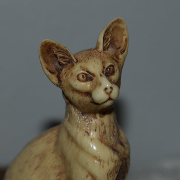 Vintage Antique Handmade Carved Small Mini 4inch Sphynx Cat Figure Decor - Picture 15 of 16